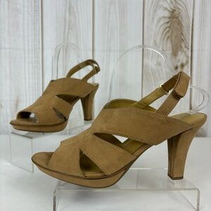 Naturalizer Sandals Slingback Platform Lightweight Comfort Heels Tan Size 11